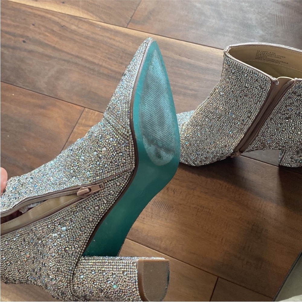 Sparkling Crystal Embellished Women's Ankle Boots - Silver - Picture 4 of 5